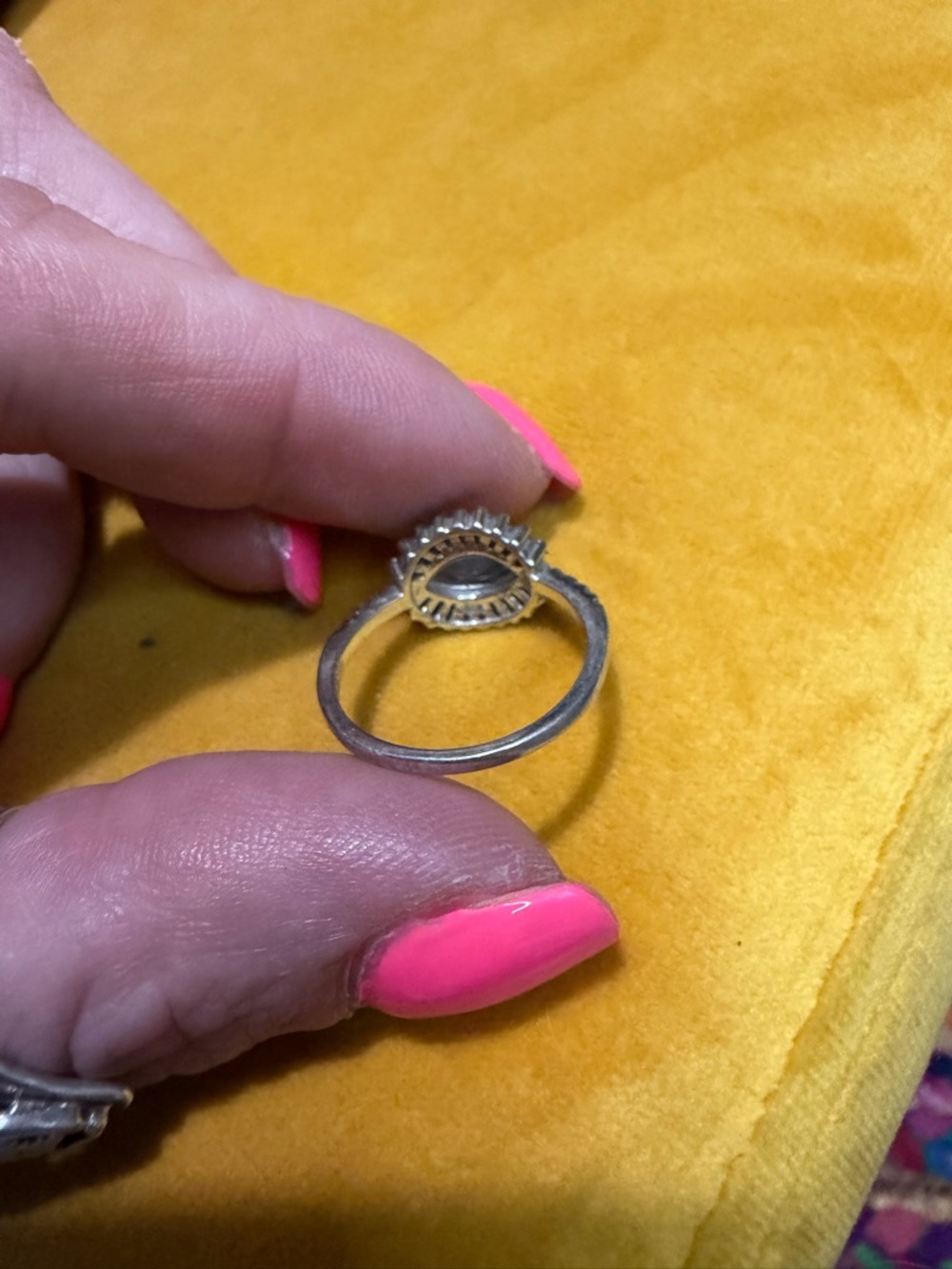 STERLING Silver Halo Marquise Aquamarine Ring - Picture 3 of 4
